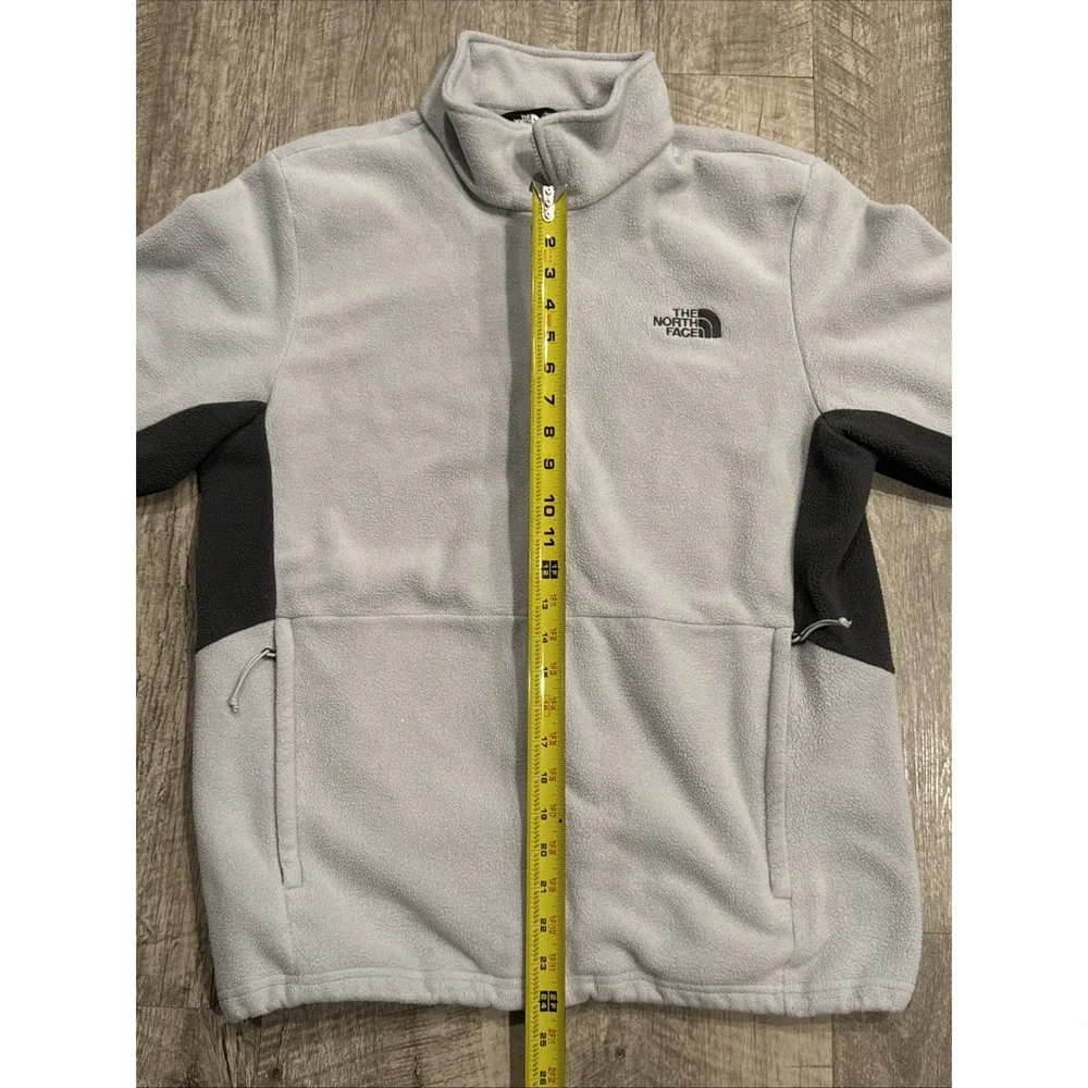 The North Face Jacket Mens Large Gray Fleece Full Zip Colorblock Pockets Hiking